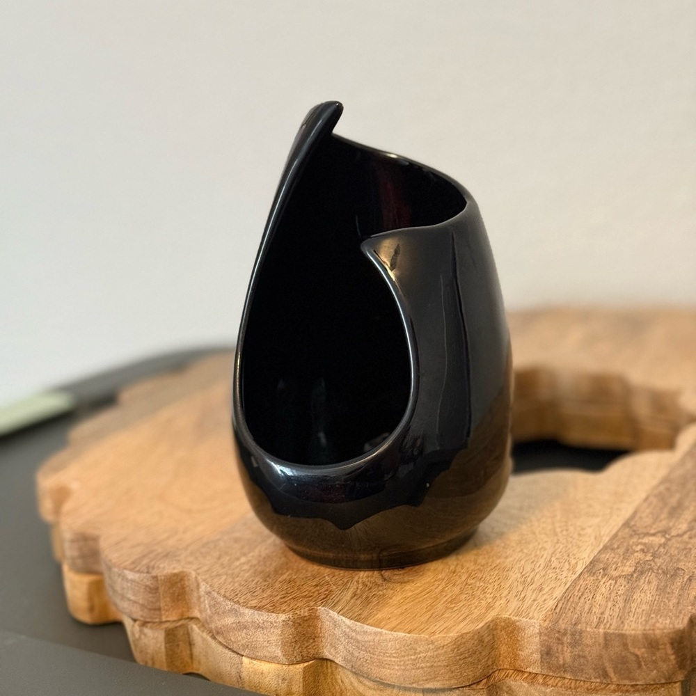 Vintage Frankoma Elegant Reflective Black Ceramic Vase